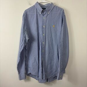 Ralph Lauren Classic Fit Button Down Mens XL Blue Stripe Long Sleeve Preppy